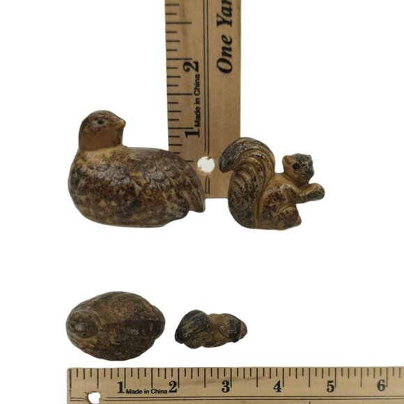 Napcoware Import Miniature Quail Squirrel Vintage 60s Ceramic Speckled Figurines - Picture 10 of 13
